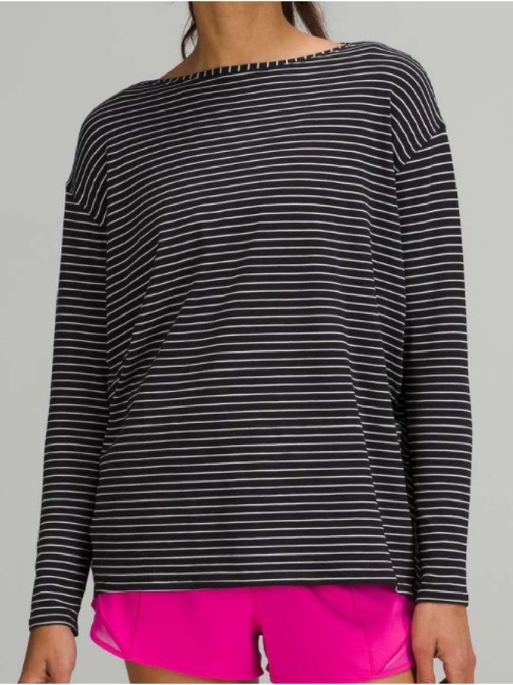 Lululemon Back in Action Long Sleeve
Shirt - Parallel Stripe Black White